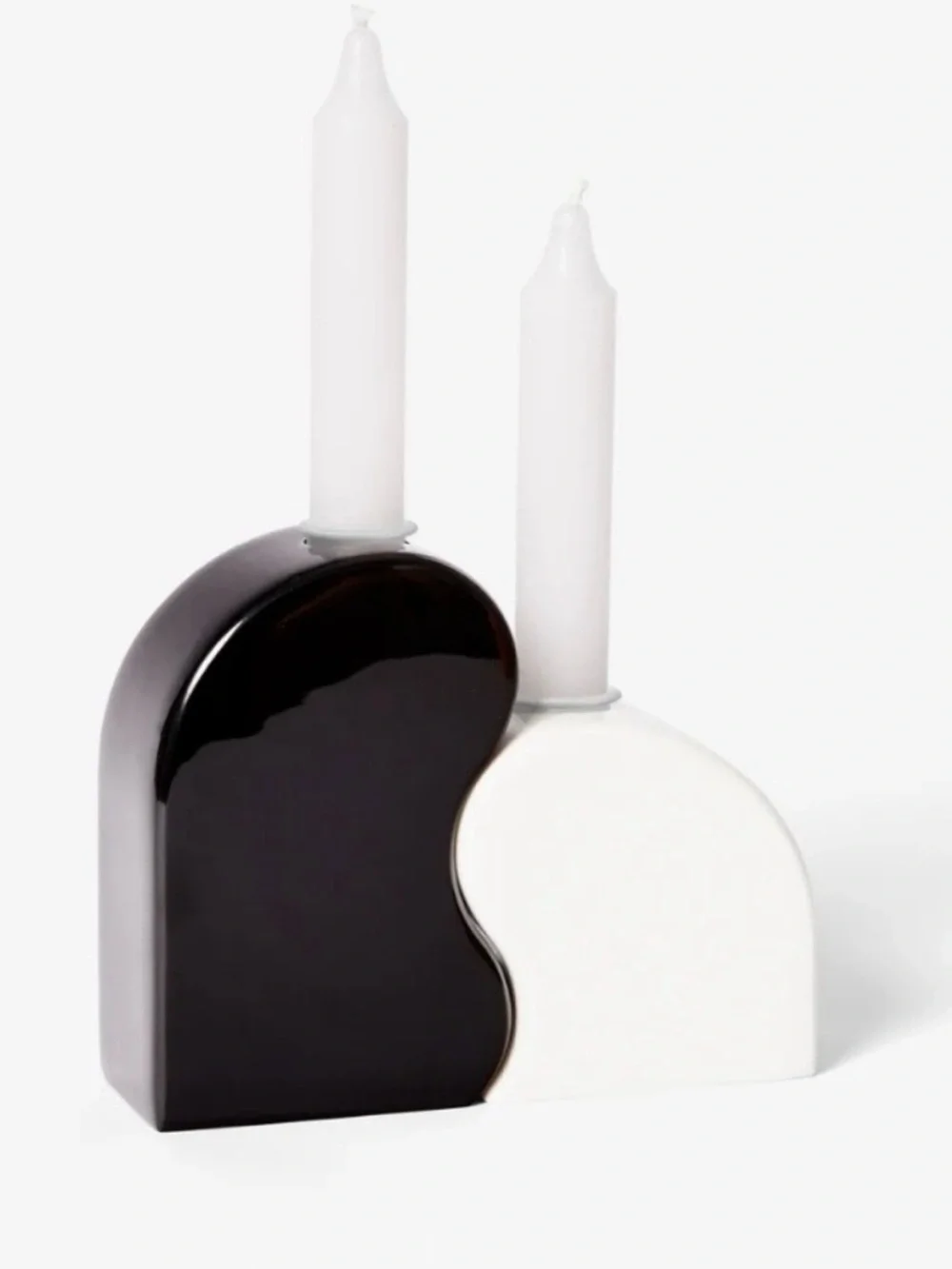 Areaware Seymour Sculptural Interlocking Candle Holder Set Black White NWT